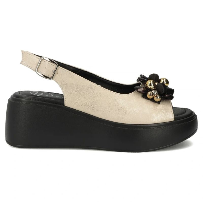 Women's gold leather wedge sandals Filippo DS7577