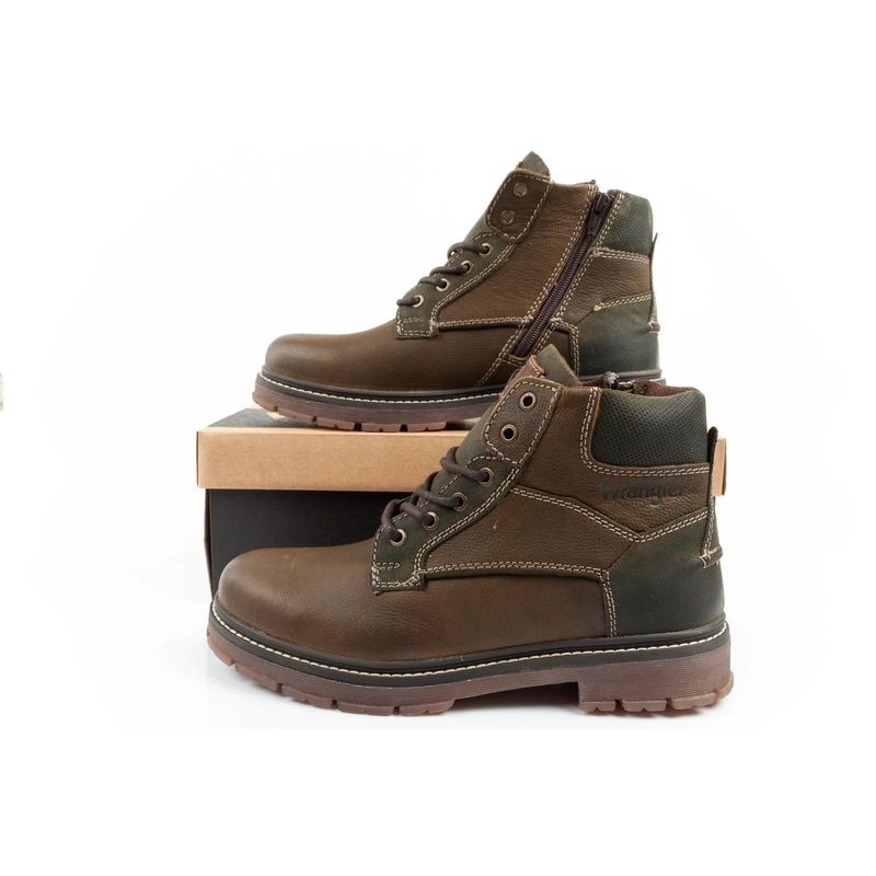 Wrangler Allan Mid men's boots Chelsea boots elegant leather green brown Wrangler