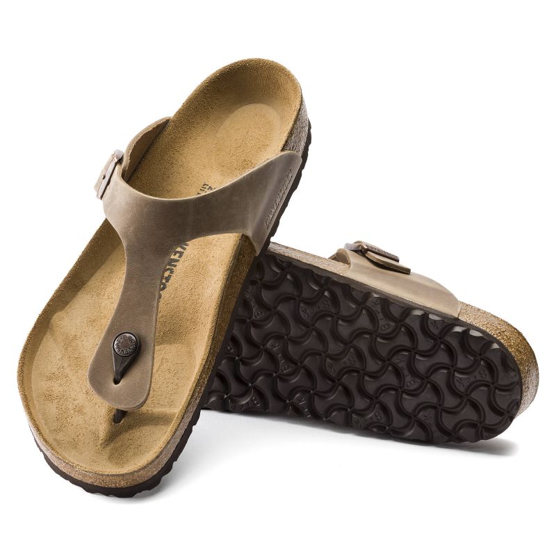 Birkenstock Gizeh Oiled Leather Tobacco Brown Regular Women's Flip-Flops Wide (0943811) Footwear/Lifestyle/Brinkenstock/Japonki Birkenstock