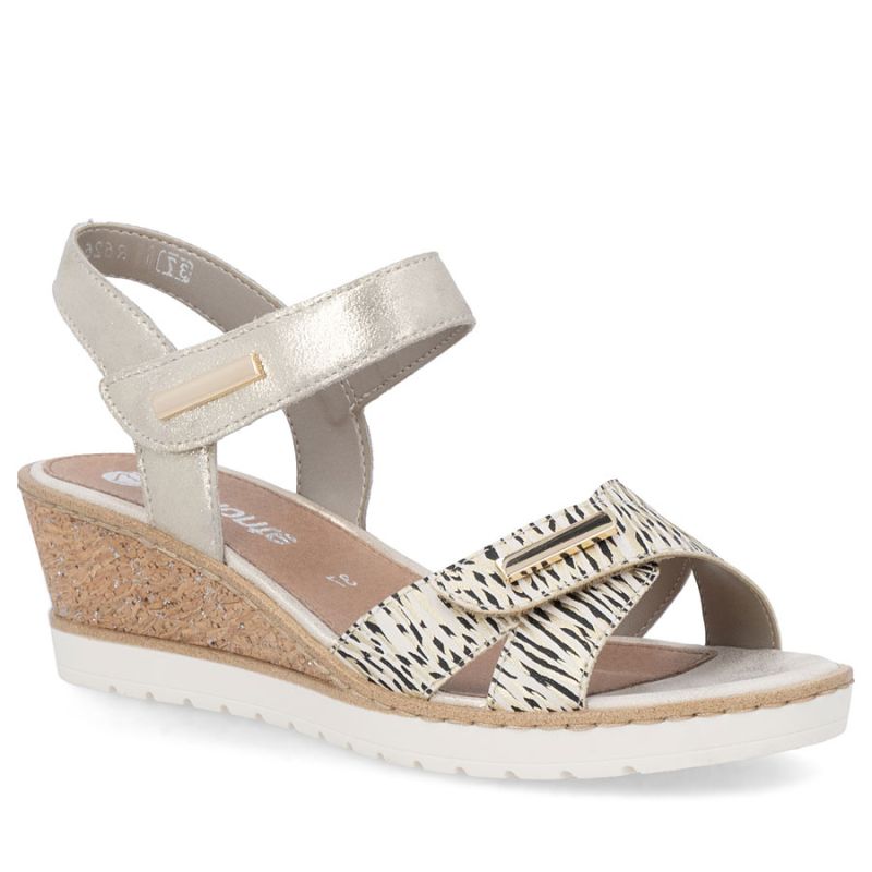 Women's gold leather wedge sandals Remonte R6266-90 Remonte