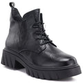 Women's leather ankle boots on a black platform M.Daszyński SFY2502-11ac