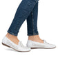 Women's leather moccasins, openwork, lightweight, comfortable, white, Rieker L6352-80 Rieker