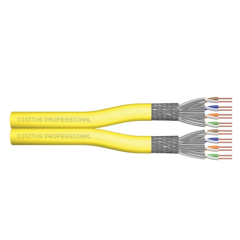 DIGITUS Duplex Installation Cable Cat.7A, S/FTP, Dca, AWG 22/1, LSOH, 500m, Yellow, Reel Kable, gniazda i wtyki/Kable sieciowe Your Sports Performance