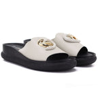 Women's beige leather wedge sandals S.Barski KV61-6046 S.Barski
