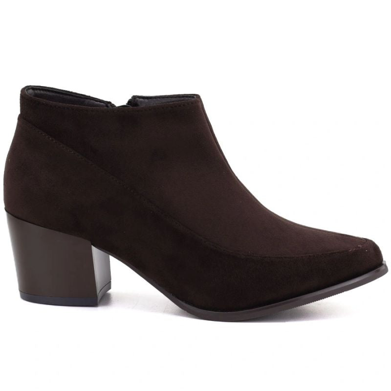 Short brown women's heeled ankle boots M.Daszyński MR2624-2
