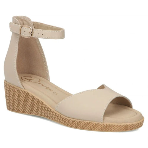 Women's leather wedge sandals beige Filippo DS7635 Filippo