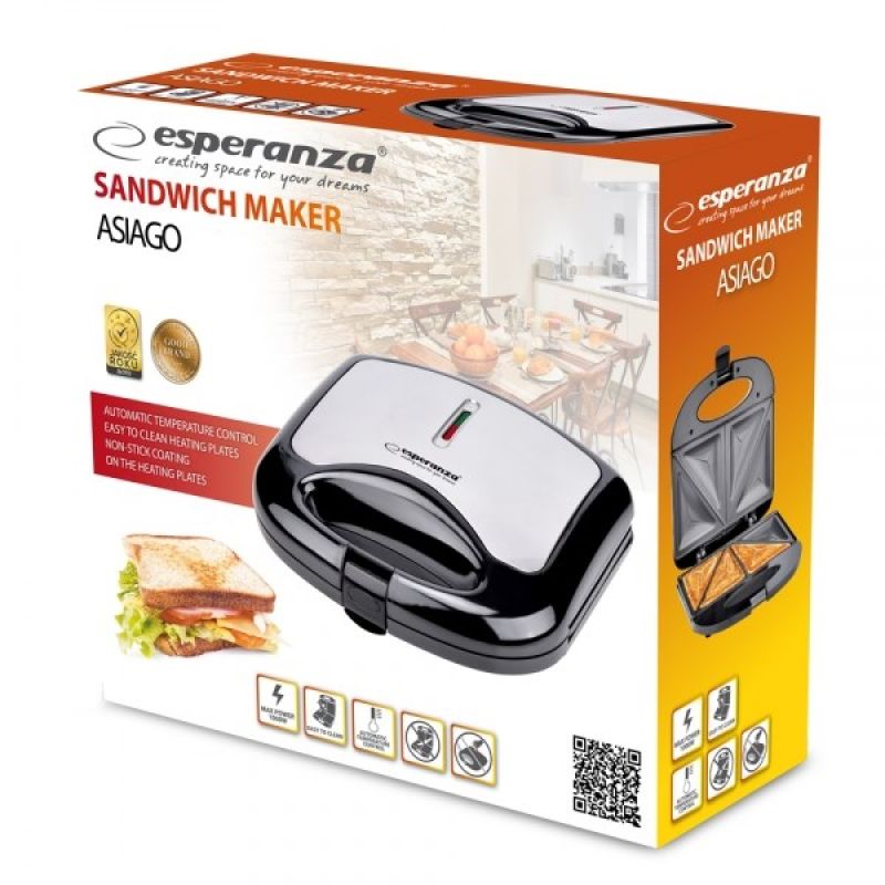 Esperanza ASIAGO EKT011 sandwich maker (1000W; black and silver) AGD - Produkty/Opiekacze Your Sports Performance