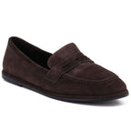 Women's Chocolate-Brown Leather Loafers Vinceza 67028
