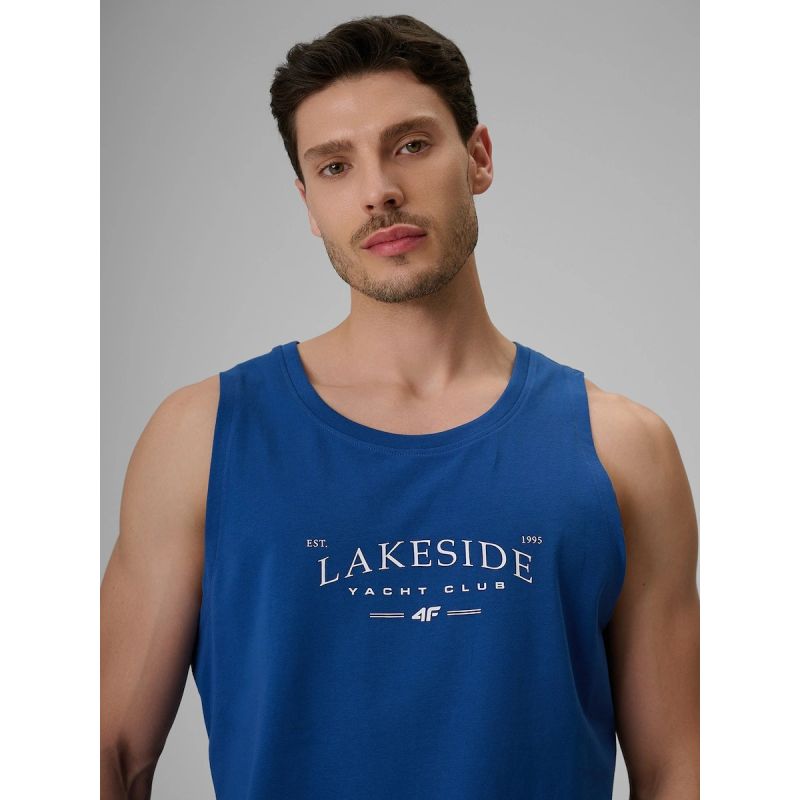 Men's regular sleeveless shirt with print 4F 4FRSS26TSLEM331-033S 4f
