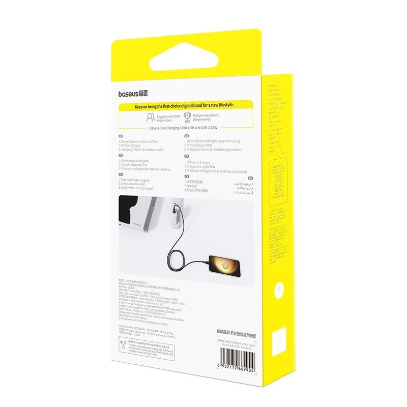 Baseus Dura USB-Type C Cable 60W 2m (Black-Gold) In preparation Your Sports Performance