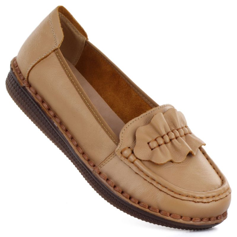 Women's leather loafers camel Artiker 58C1504 Artiker