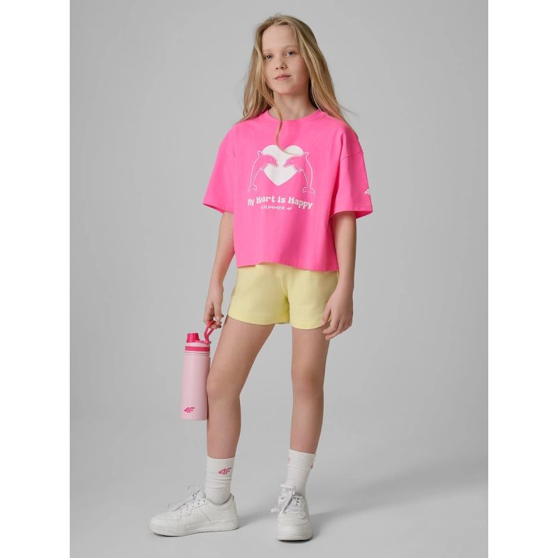 Loose T-shirt with a girl's print 4F 4FJRSS26TTSHF3908-54N