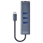 SAVIO AK-57 3-PORT USB-C HUB WITH RJ-45 ADAPTER Kable i adaptery/Adaptery, przejściówki Your Sports Performance
