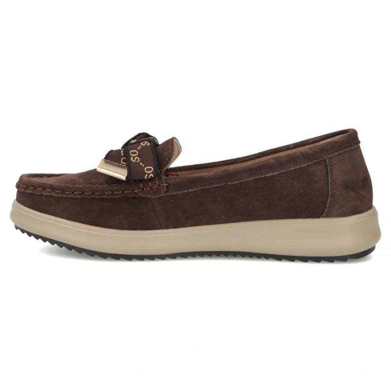 Brown Filippo DP6457 Leather Suede Loafers with Bow
