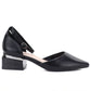 Women's black block heel pumps with strap Vinceza 62278 Vinceza