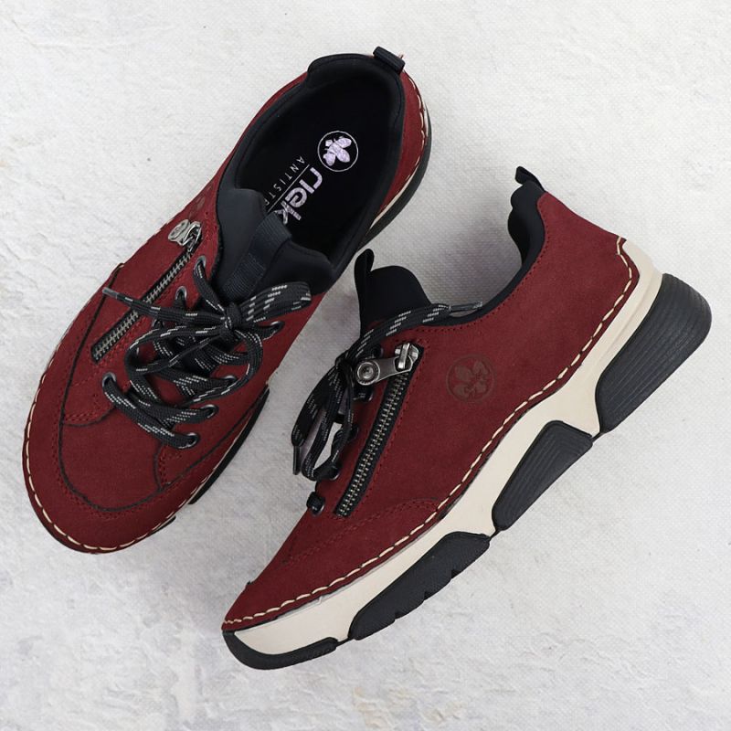 Comfortable women's burgundy shoes Rieker 45973-36 Footwear Your Sports Performance