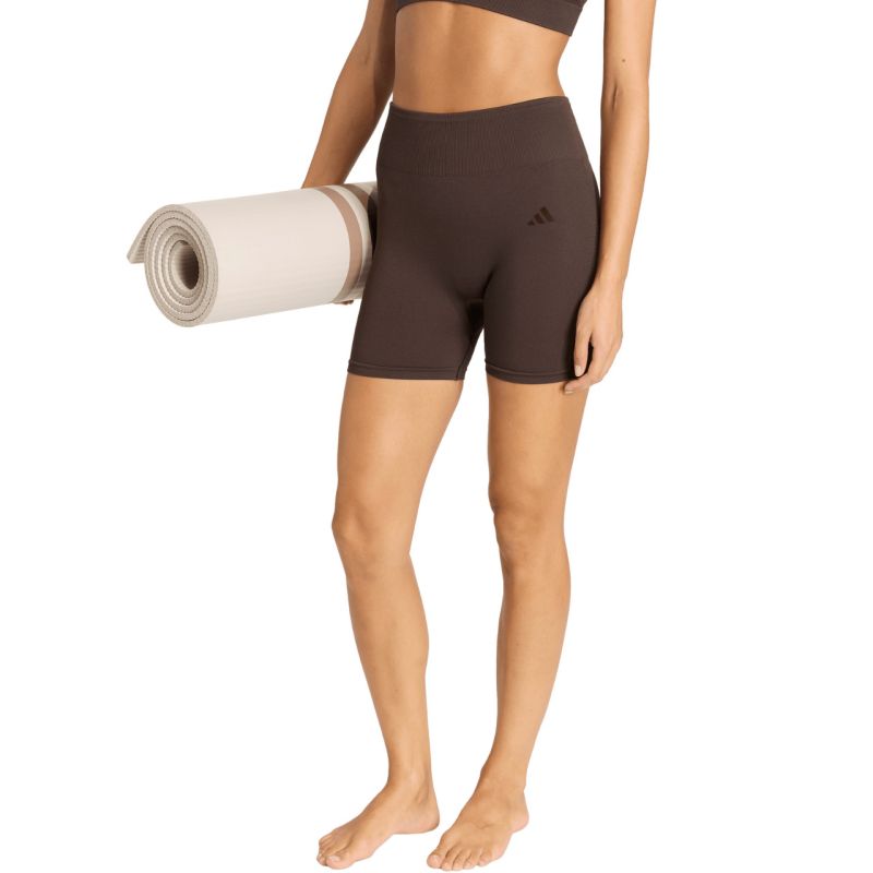 Women's adidas Workout Essentials Knit 4 Inch Leggings Brown KE5841