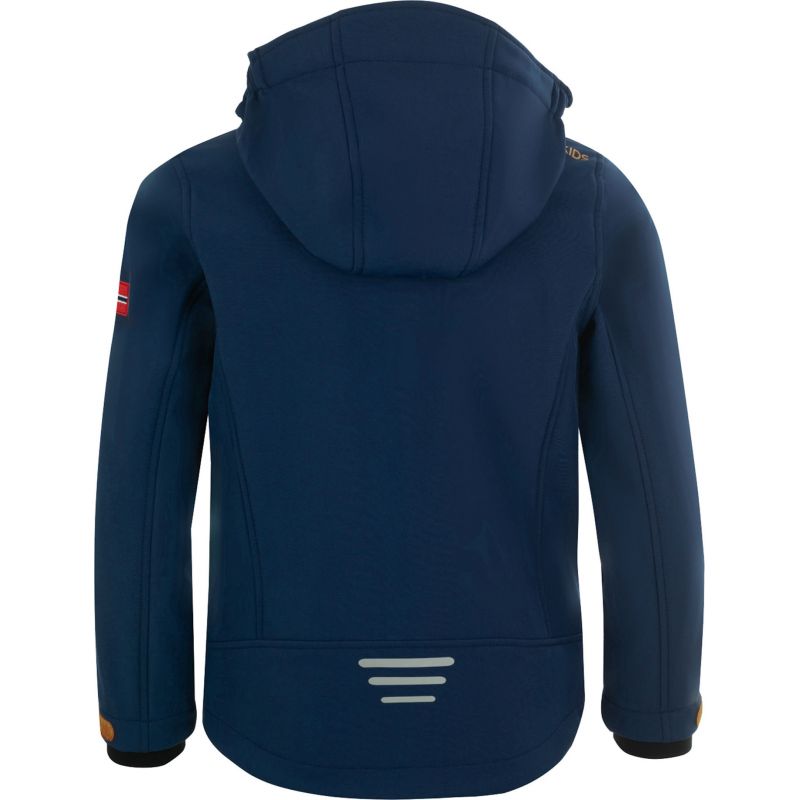 TrollKids Kids Trollfjord Jacket mystic blue/golden yellow softshell navy blue (161-146) In preparation Your Sports Performance