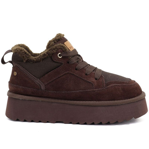 Women's leather ankle boots, chocolate platform snow boots, Potocki CA13312