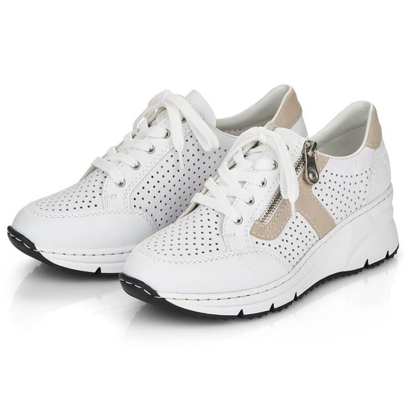 Rieker W N6304-80 white leather wedge shoes Footwear/Lifestyle/Rieker Your Sports Performance