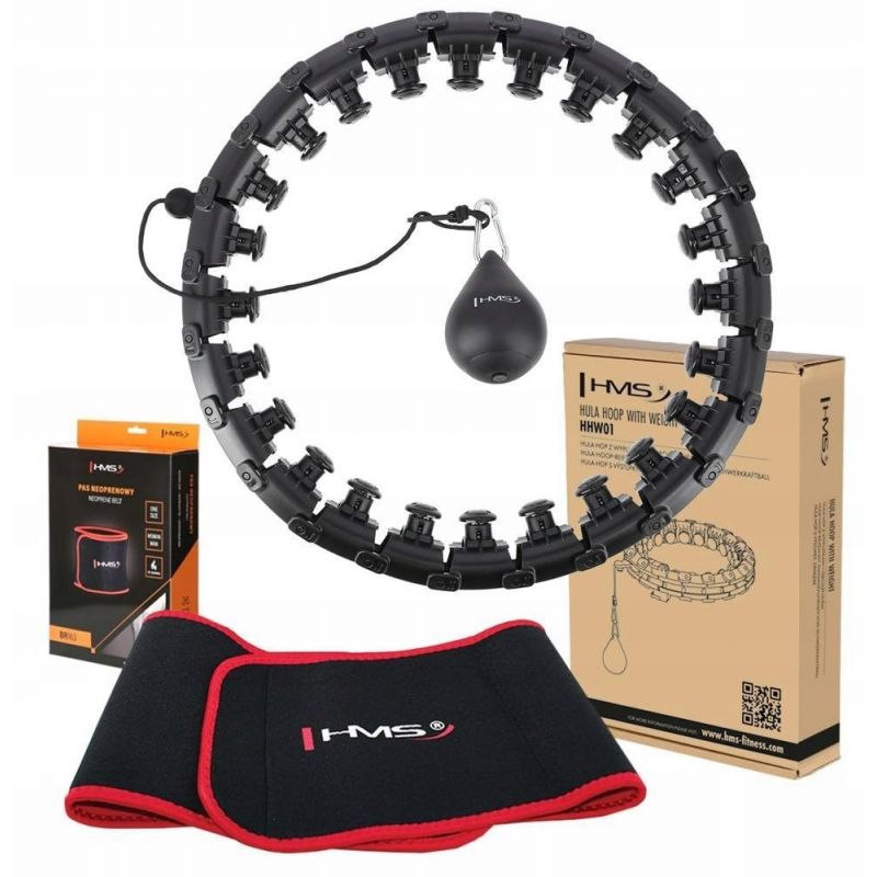 Hula Hop HMS HHW01 with weight and protrusions black + BR163 red belt included In preparation Your Sports Performance