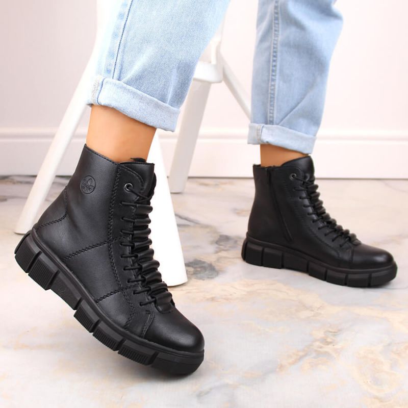 Comfortable, insulated platform boots Rieker W RKR493A, black Footwear/Outdoor/Rieker Your Sports Performance
