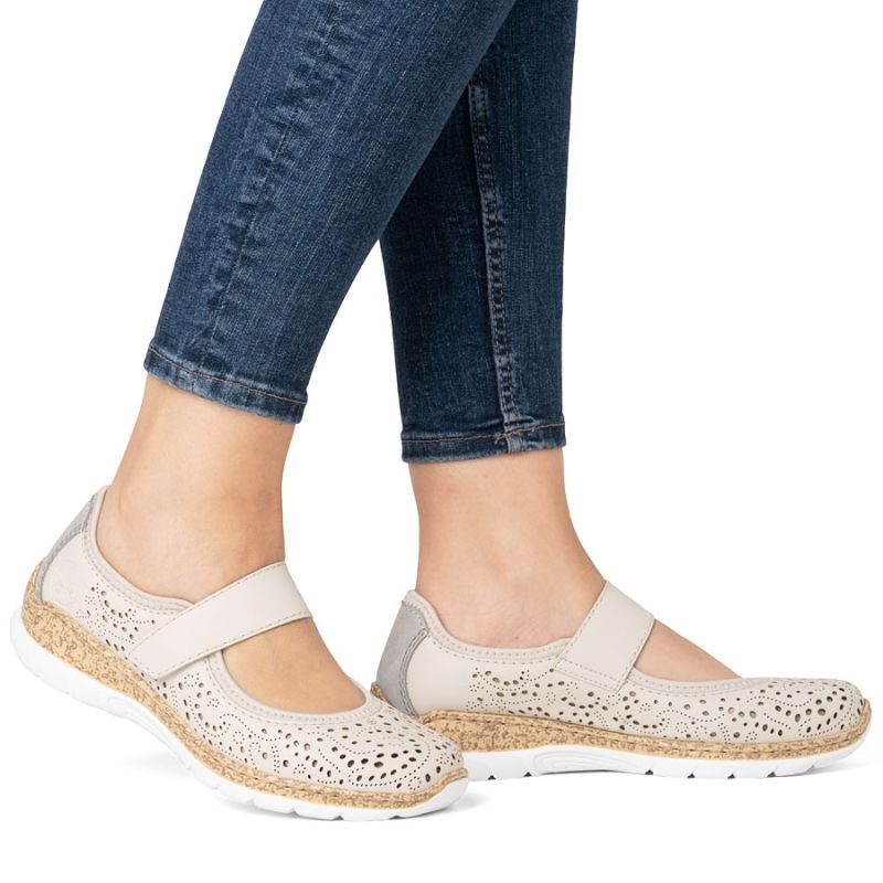 Rieker N4299-60 comfortable women's shoes with openwork velcro in beige To be categorized Your Sports Performance