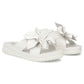 Women's leather flip-flops with a flower, white Filippo DK7762