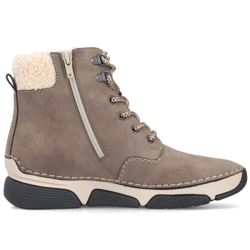 Women’s Brown Leather Lined Hiking-Style Ankle Boots Rieker 45925-25