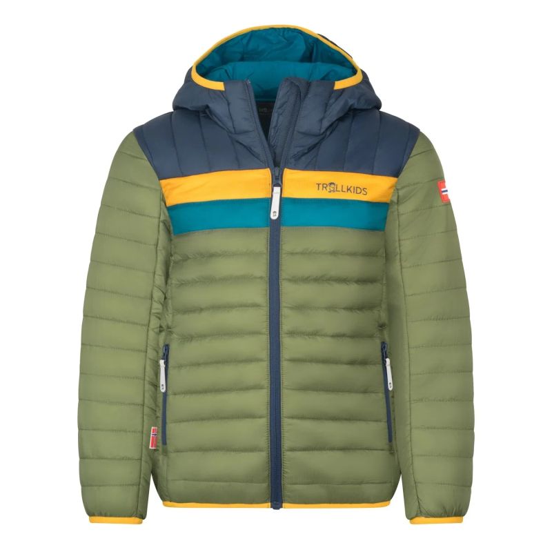Trollkids Kids Eikefjord Jacket moss/mystic blue/golden yellow (463-331)