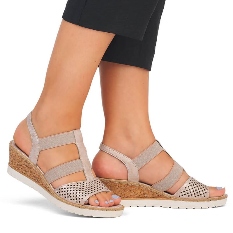 Comfortable wedge sandals Remonte W RKR667, pink gold Footwear/Lifestyle/Rieker Your Sports Performance