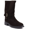 Women’s insulated suede ankle boots in chocolate brown, riding boot style, Potocki 96312
