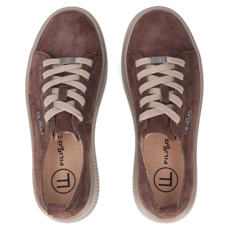 Women's brown leather sneakers on the platform Filippo DP7982