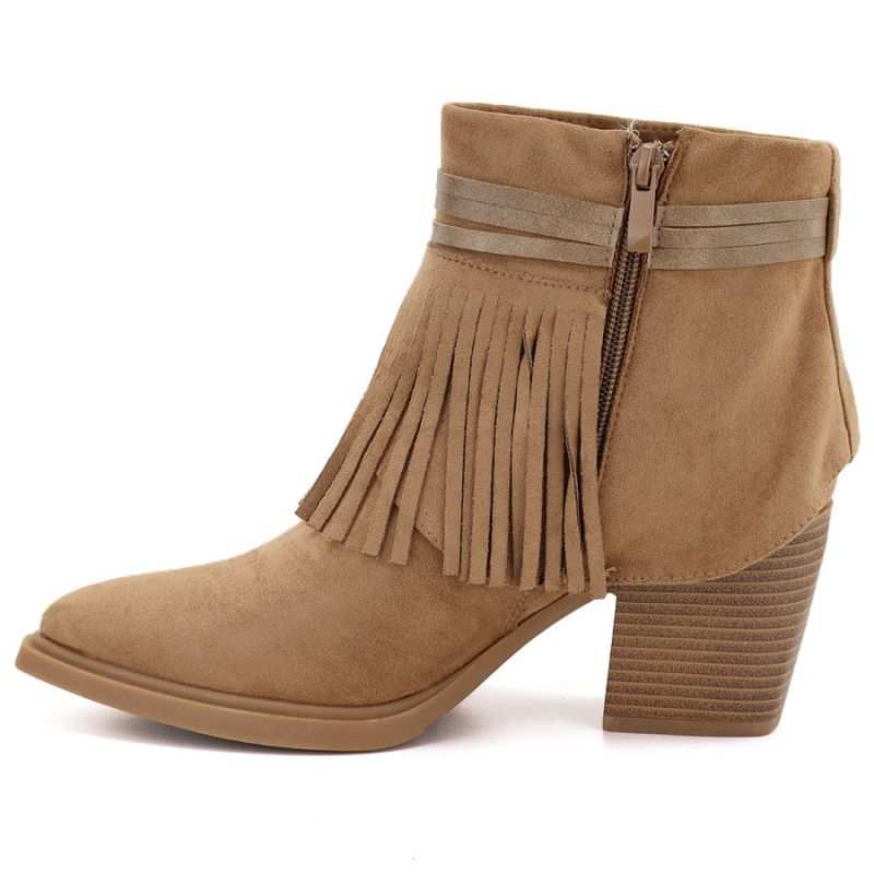 Women's cowboy boots with fringes, insulated, camel M.Daszyński