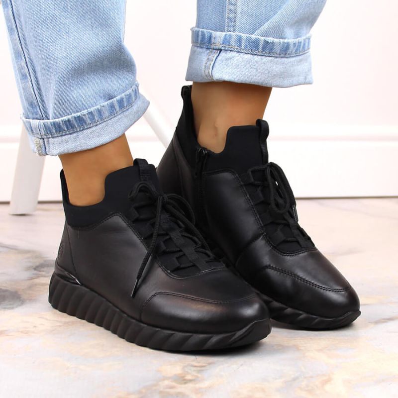 Rieker W RKR611B leather shoes black Footwear/Lifestyle/Rieker Your Sports Performance