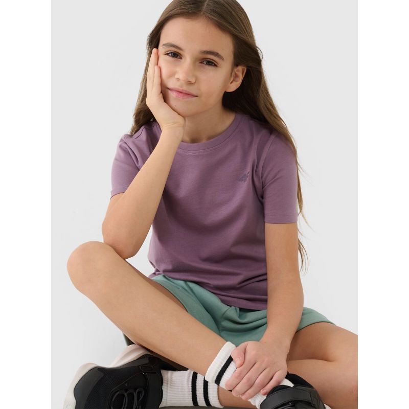 Regular plain girls' T-shirt 4F 4FJWSS25TTSHF2177-51S *Kategoria tymczasowa Your Sports Performance
