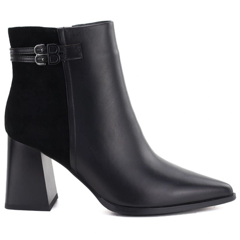 Women's black leather high-heeled ankle boots D&A S.Barski CR62-3477
