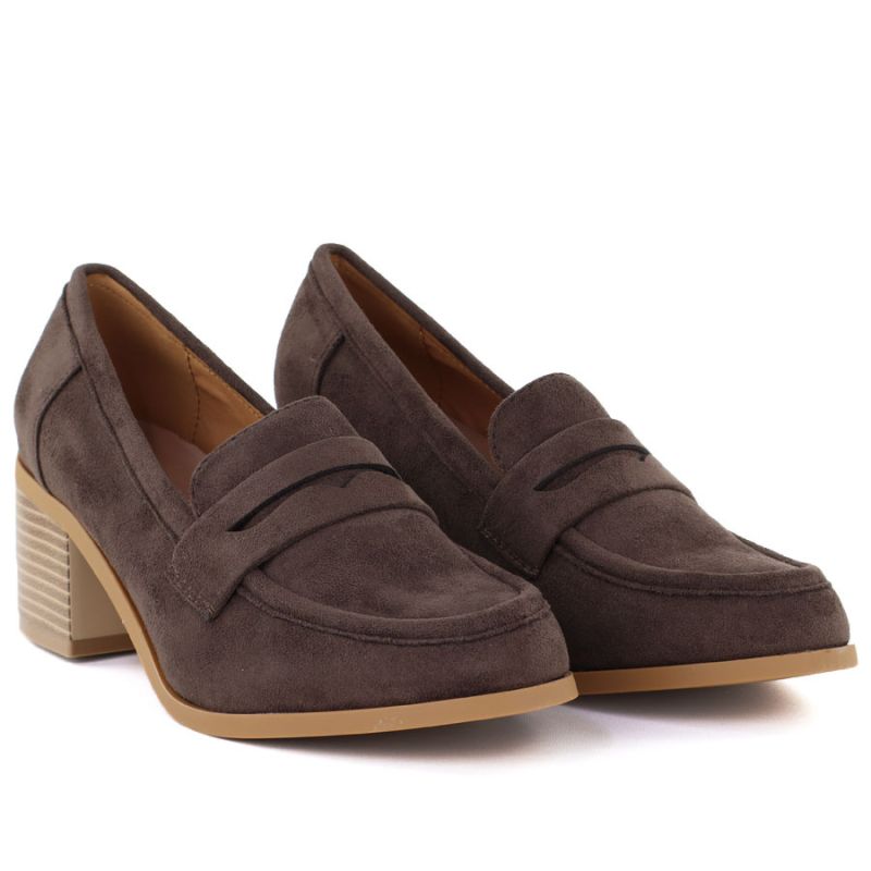 Women's suede brown lords heeled shoes M.Daszyński MR2201D-3A To be categorized Your Sports Performance