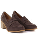 Women's suede brown lords heeled shoes M.Daszyński MR2201D-3A To be categorized Your Sports Performance