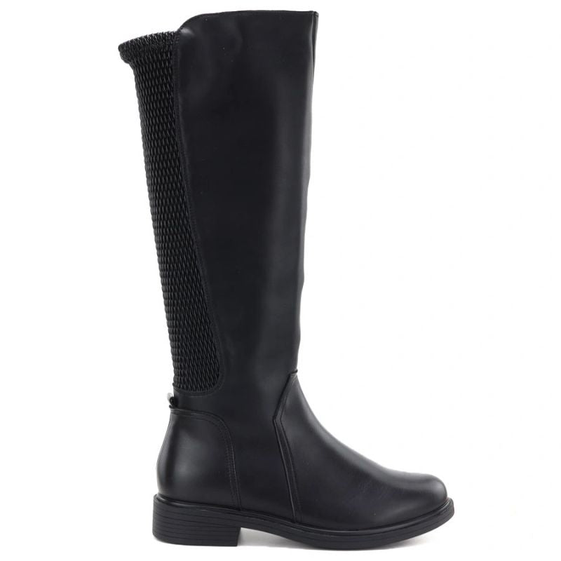 Women's leather boots with elastic upper, black Cambell JE19489