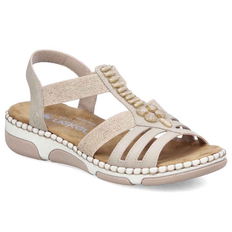 Women's beige wedge sandals Rieker 66201-62 Rieker