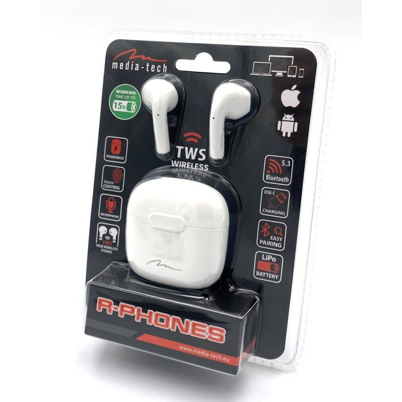 Media tech MT3589W headphones (in-ear; Bluetooth; with built-in microphone; black In preparation Your Sports Performance