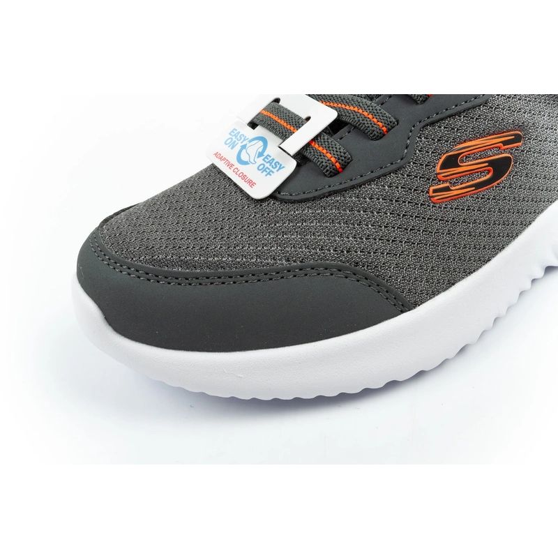 Skechers Bounder children's sports shoes with Velcro, lightweight, fashionable gray Skechers