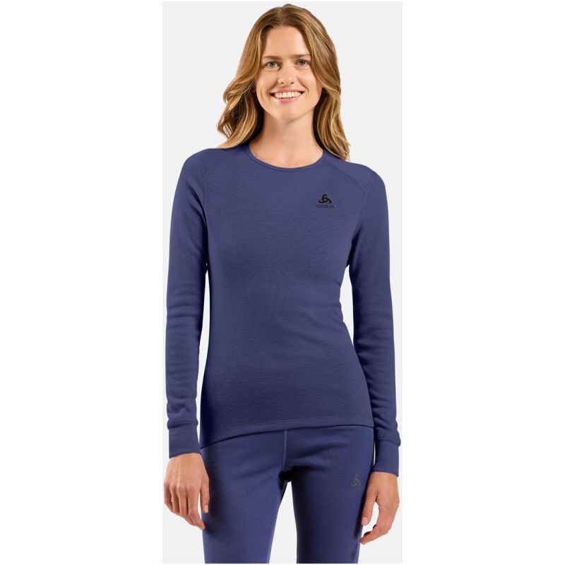 Odlo BL TOP crew neck l/s ACTIVE WARM long sleeve thermal underwear size M Blue Odzież militarna/Bielizna termoaktywna Your Sports Performance