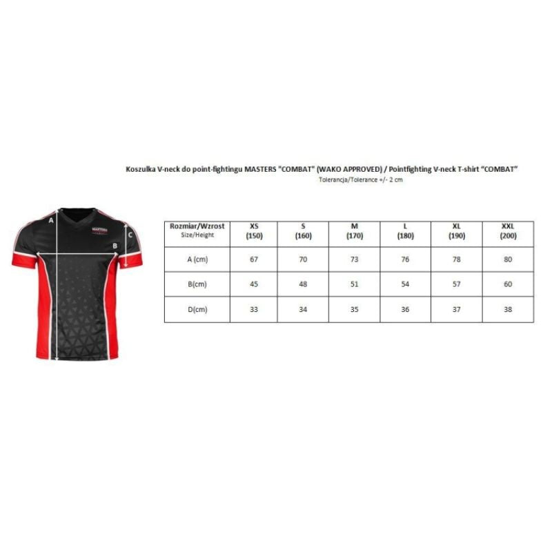 V-neck point-fighting shirt MASTERS "COMBAT" (WAKO APPROVED) MASTERS FIGHT EQUIPMENT
