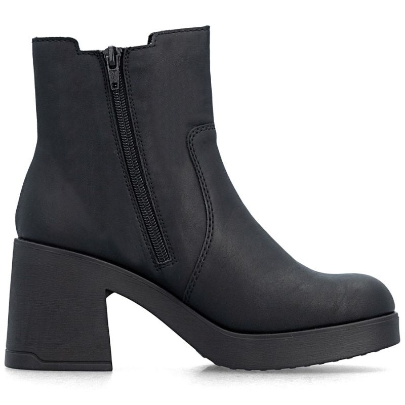 Women's Chelsea boots with a block heel, insulated, black, Rieker 58081-00