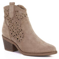 Women's suede ankle boots with openwork heel, beige, S.Barski HY61-8012 To be categorized Your Sports Performance