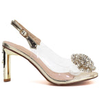 Transparent Gold Heeled Sandals D&A MR62-9077