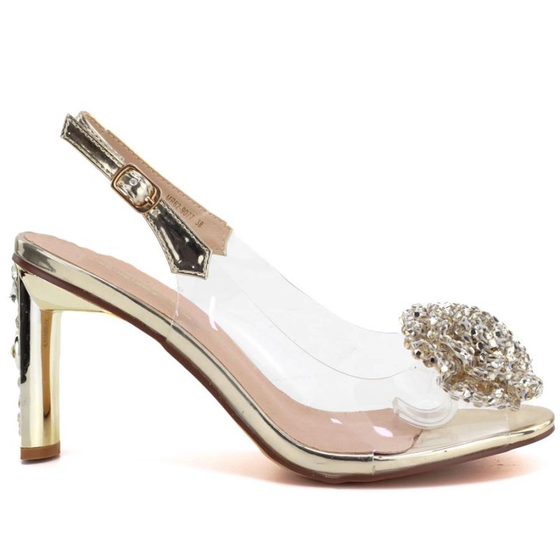 Transparent Gold Heeled Sandals D&A MR62-9077