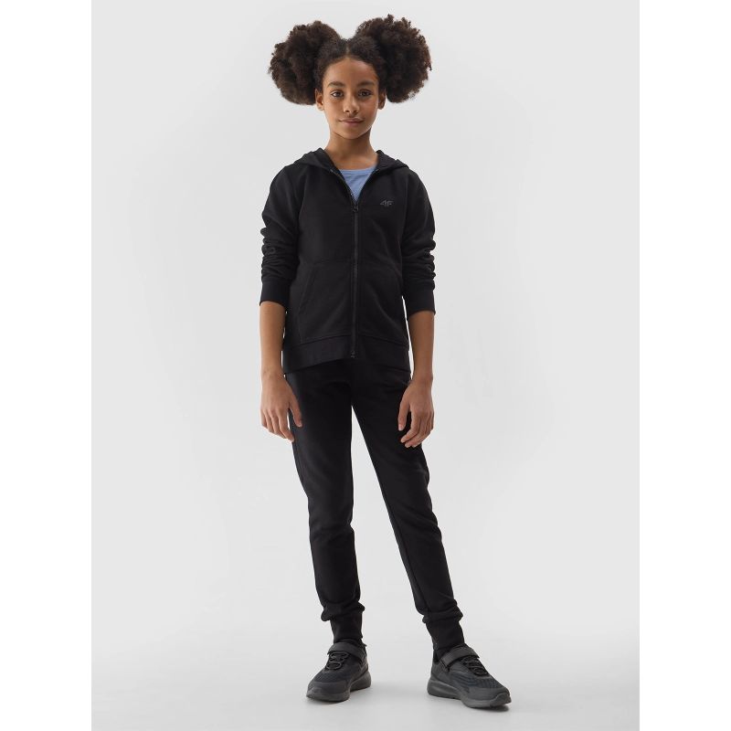 Girls' sweatshirt with a hood, 4F Junior Clothing Your Sports Performance